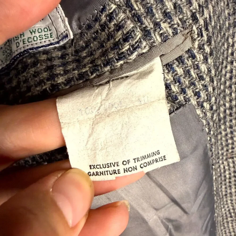 Vtg Harris Tweed Blazer Mens 42R Gray Scottish Virgin Wool Hand Woven The Bay